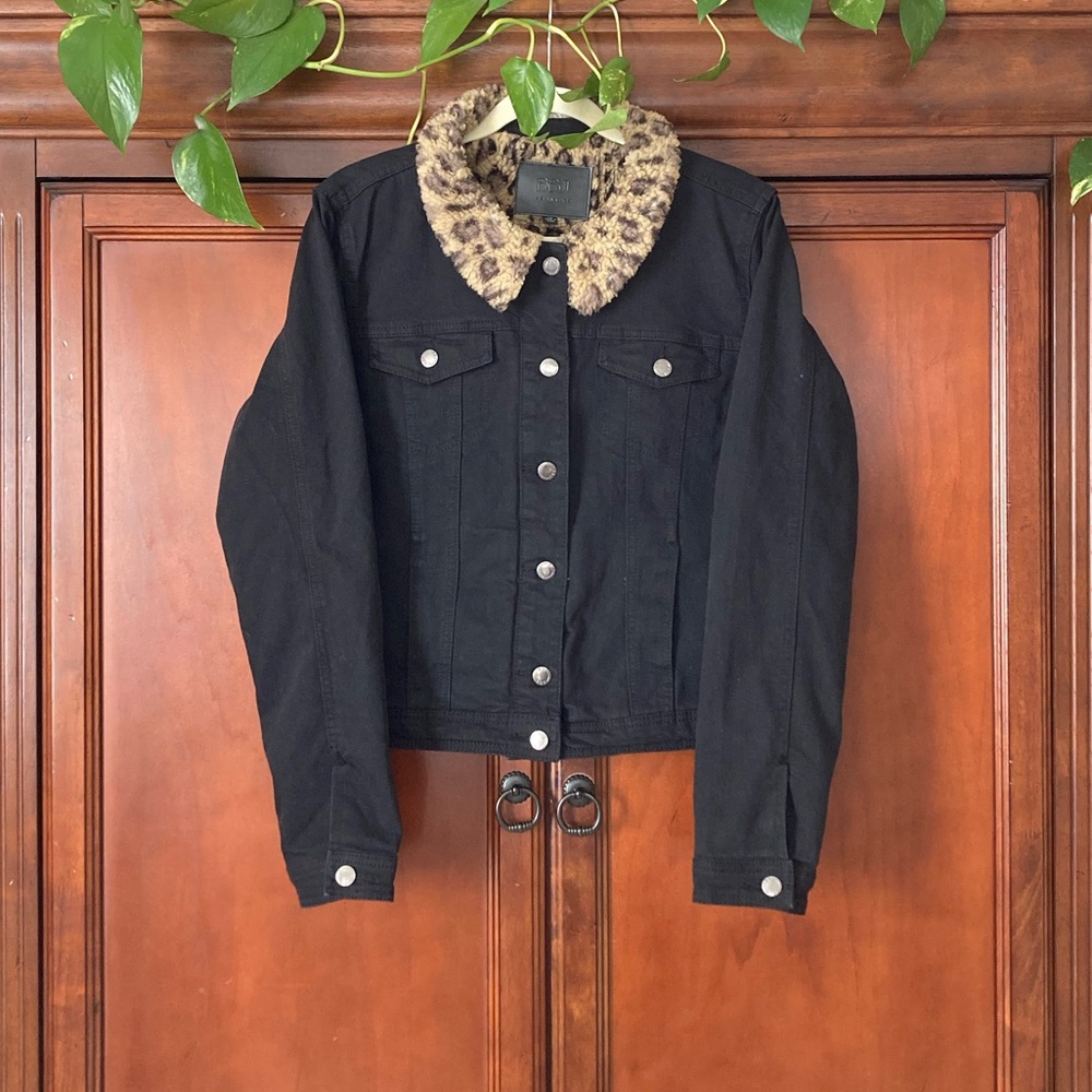 BBJ Black/ Leopard Print Denim Jacket